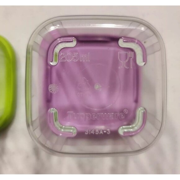 Tupperware Clear Mates Clearmates Mini Snack Container 2pc Set NEW Green Purple - Picture 8 of 8